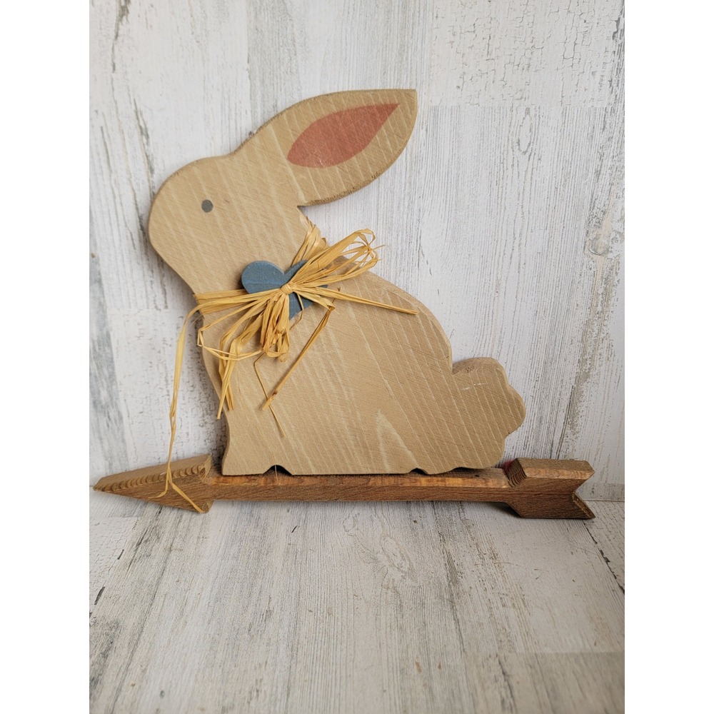 Wooden Easter rabbit sign arrow bunny hanging sign decor cupid